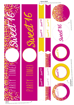 printable sweet 16 'sparkles' - labels